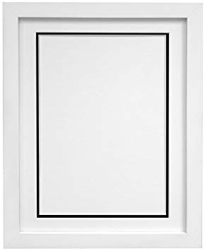 FRAMES BY POST H7 Picture, Photo and Poster Frame, Wood with Plastic Glass, White with White and Black Double Mount, 30 x 20 Inch Image Size A2