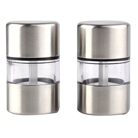 Mr YD Sea Salt and Pepper Mills Set Of 2 Gift-Spice Grinder Small Salt and Pepper Shakers