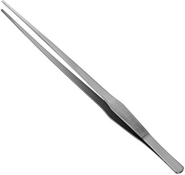 Adecco LLC Stainless Steel Tongs tweezer with precision serrated tips for surgical & sea food (15")