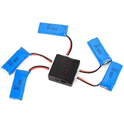 USB Charger   5x 3.7V 500mAh 25C Li-Po Battery for Hubsan H107D H107L Quadcopter