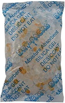 Dry-Packs Industries Orange Visible Indicating Silica Gel Rechargeable Dehumidifier Absorbs Moisture 5 Gram 20PK, 20-Pack