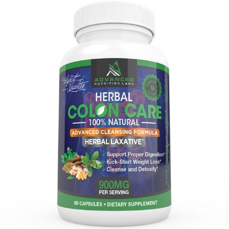 Herbal Colon Care 60 Capsules - All Natural Laxative Supplement for Detox Cleanse and Weight Loss