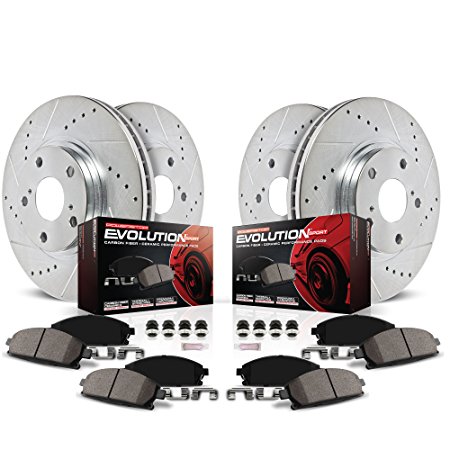 Power Stop K2554 Front and Rear Z23 Evolution Brake Kit with Drilled/Slotted Rotors and Ceramic Brake Pads