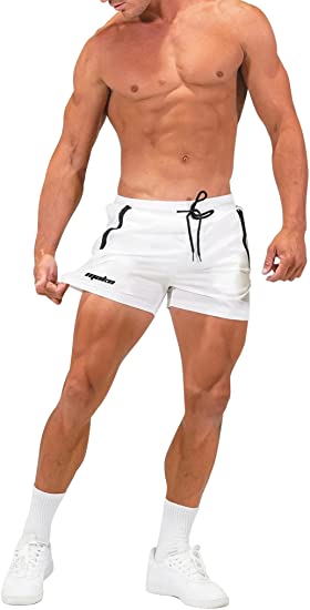 MAIKANONG Mens Gym Shorts Bodybuilding Outdoor Training Quick Dry Workout Shorts with Zipper Pockets