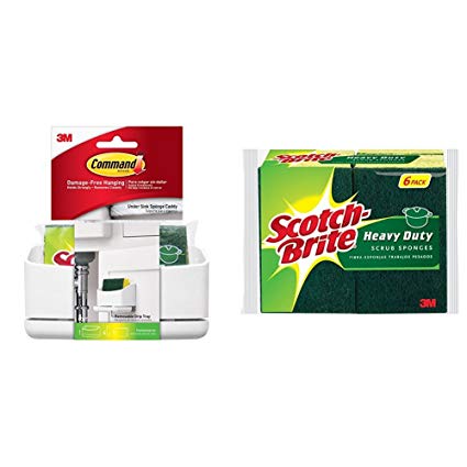 Command Under Sink Sponge Caddy and 6 Scotch-Brite Heavy Duty Scrub Sponges