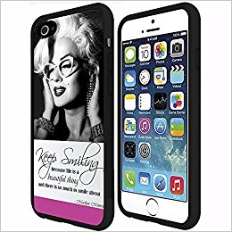 Gory Pink, Black, and White "Keep Smiling" Marilyn Monroe in Cat Rimmed Glasses RUBBER Snap on Phone Case (iPhone 7 Plus)