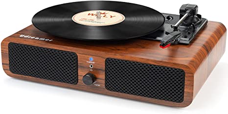 Udreamer Record Player Vinyl Bluetooth Turntable with Built-in Speakers 3-Speed Portable Vintage LP Player, Support USB RCA Output Aux Input Headphone Playback