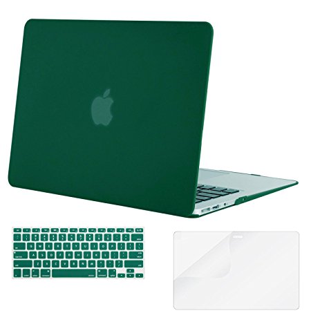 Mosiso Plastic Hard Case with Keyboard Cover with Screen Protector for MacBook Air 13 Inch (Models: A1369 and A1466), Peacock Green