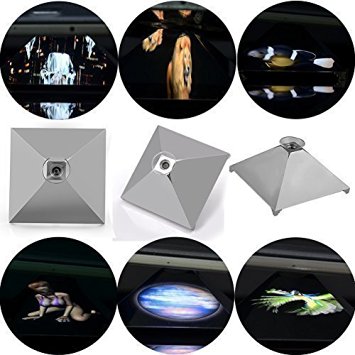 Maxbo® Mini Chromed Plastic Pyramid Mirror Reflective Holographic Projector Toy for iPhone 6 6S 5S Samsung HTC LG Sony Smartphone Watching 3D Video (Not compatible with normal video) by Naked Eyes