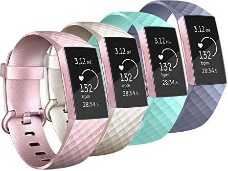 Vancle Silicone Bands Compatible with Fitbit Charge 4 / Fitbit Charge 3 Bands for Women Men, Rose Gold Silver Sport Wristbands for Fitbit Charge 4 / Fitbit Charge 3/Fitbit Charge 3 SE