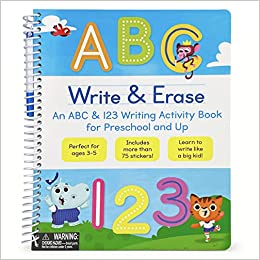 Write & Erase ABC and 123: Wipe Clean Writing & Tracing Workbook Skills for Preschool Kids and Up Ages 3-5: Includes Letter and Number Tracing, Early ... Erase Marker & Bonus Restickable Stickers.