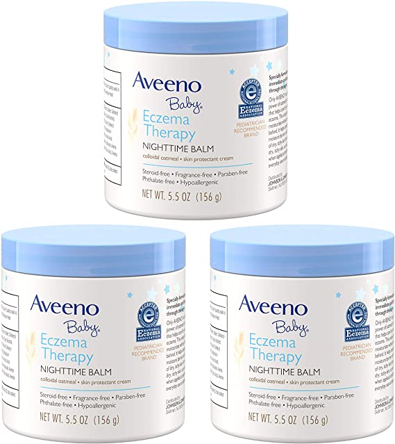 Aveeno Baby Eczema Therapy Nighttime Balm, with Natural Colloidal Oatmeal and Dimethicone for Dry Skin and Baby Eczema Relief, 5.5 oz (Pack of 3)