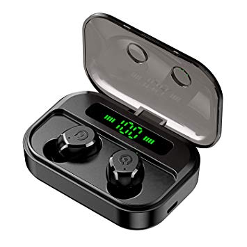 Wireless Earbuds, NYZ True Wireless Bluetooth Earbuds Bass Headphones Earphones with Wireless Charging Powerbank Case Battery Display IPX7 Waterprooof 70H Playtime for iPhone,Android,Windows