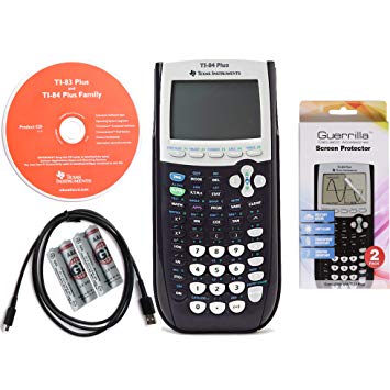 Texas Instruments TI 84 Plus Graphing Calculator with Guerrilla Military Grade Screen Protector Set, Certified Reconditioned