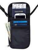 Travel Navigator Neck Wallet and Passport Holder with RFID Blocking for Security
