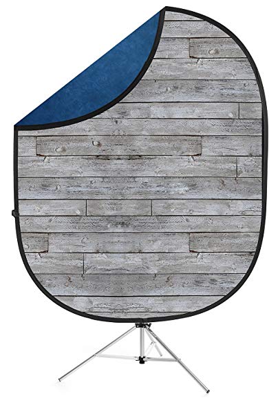Savage Gray Pine/Blue Collapsible Backdrop, 5' W x 7' H w/ 8' Aluminum Stand