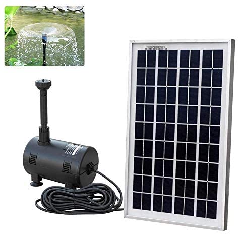 ECO-WORTHY Solar Fountain Pump Kit : Submersible Water Pump and 10 Watt Solar Panel 16.5ft Power Cord for Sun Powered Fountain, Waterfall, Pond Aeration, Hydroponics, Aquarium, Aquaculture