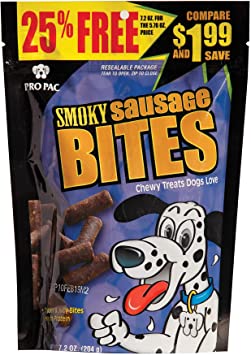 Pro Pac Smoky Sausage Bites Moist Dog Treats, 7.2 Oz.