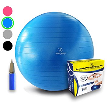 Exercise Ball - Professional Grade Anti-Burst Yoga Ball, Balance Ball for Pilates, Yoga, Stability Training and Physical Therapy