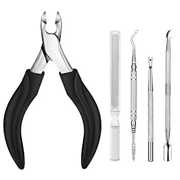 TOPELEK Ingrown Toenail Clippers Kit with Double Sides Nail File,Nippers for Thick Nails, Paronychia,Onychomycosis,Nail Fungus, Pedicure Tools for Podiatrists or Home Use, Durable Stainless Material