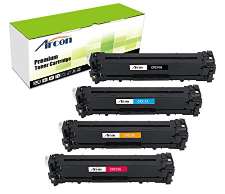 ARCON 4PK Black Cyan Yellow Magenta Compatible Toner Cartridge Replacement For HP 131A CF210A CF211A CF212A CF213A Used For HP LaserJet Pro 200 Color M251n M251nw MFP M276n M276nw ImageClass MF8280Cw