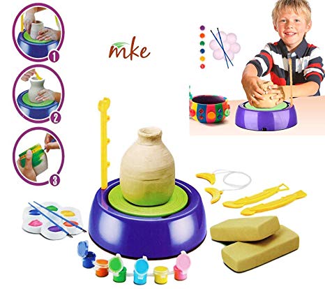 mke Educational Creative DIY Pottery Studio Artist Studio Easy Spin Pottery Wheel Machine for Children Kids for Fun