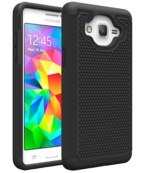 Galaxy On5 Case, Galaxy G550 Case, MCUK [Shock Absorption] Drop Protection Hybrid Dual Layer Defender Protective Case Cover For Samsung Galaxy On5/G550 (Black)