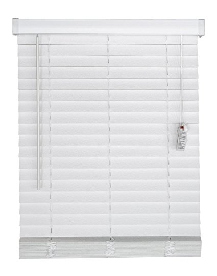 Corded, 2 inch Faux Wood Blind,  White, 35.5W x 36L