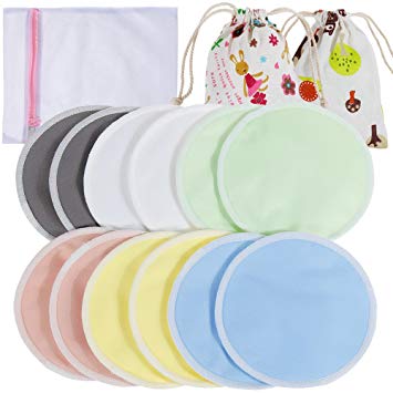 Lictin 12 pcs (6 Paris) Nursing Pads Set-Nursing Pads Washable Organic Bamboo Nursing Pads Reusable Nursing Pads Washable Soft Absorbent Nursing Pads with 1 Laundry Bag and 2 Organza Bags (4.7in)