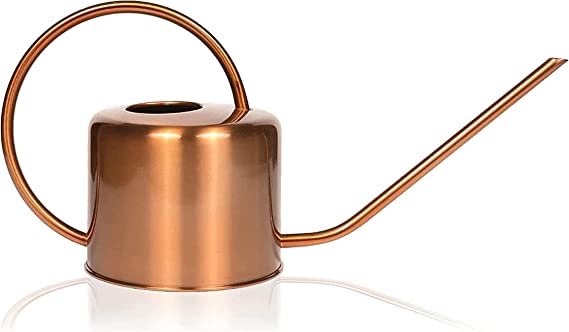 Homarden Copper Colored 40oz. Watering Can - Metal Watering Can with Easy Pour Long Spout for Indoor and Outdoor Plants - watering can indoor - Ideal Decoration