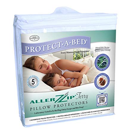 AllerZip Waterproof Bed Bug Proof Pillow Protector by Protect-A-Bed, King Pillow Size (21x37 in.), Pack/2