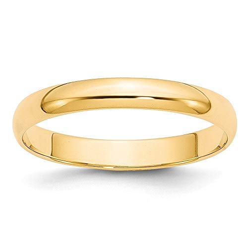Jewelry Stores Network Solid 14k Yellow Gold 3 mm Rounded Wedding Band Ring