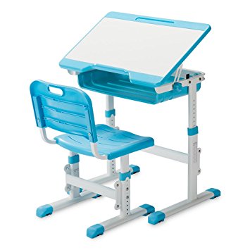 Slypnos Ergonomic Adjustable Children's Desk and Comfortable Chair Set Specially Designed for Children Age 3-14, Blue