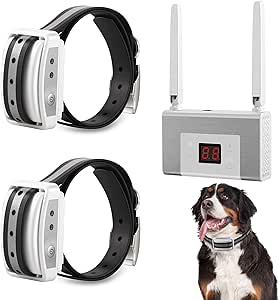 Electric Wireless Dog Fence System, Pet Containment System for 2 Dogs and Pets with Waterproof and Rechargeable Collar Receiver for 2 Dog Container Boundary System (White)