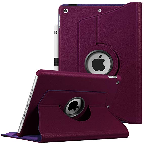 Fintie Case for iPad 7th Generation 10.2 Inch 2019-360 Degree Rotating Smart Stand Protective Back Cover, Supports Auto Wake/Sleep for iPad 10.2" 2019 Tablet, Purple