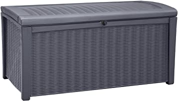 Keter Borneo Outdoor Plastic Storage Box Garden Furniture, 129.5 x 70 x 62.5 cm - Anthracite