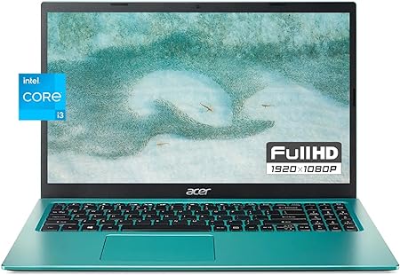 Acer Aspire 3 Slim Essential Laptop, 15.6'' Full HD Display, Intel Core i3 Processor, 8GB RAM, 128GB SSD Storage, Rj-45 Ethernet, HD Webcam, HDMI, Long Battery Life, Windows 11, Teal, w/GM Accessory