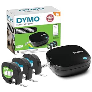 DYMO LetraTag 200B Bluetooth Label Maker, Compact Label Printer, Connects Through Bluetooth Wireless Technology to iOS and Android with 3 Free Tapes