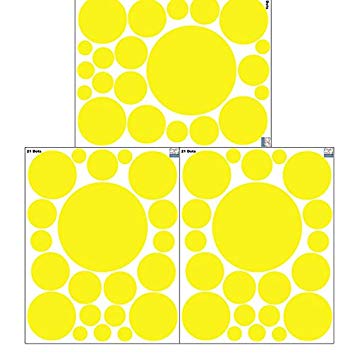 Create-A-Mural Polka Dot Wall Stickers, Wall Decor Stickers, Wall Dots, Vinyl Circle Room Dot Decals (Yellow)