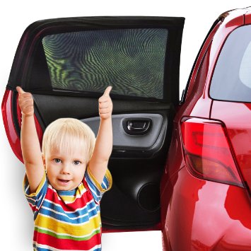 Car Window Shade 2 Pack - Car Sun Shade Baby with UV Protection for Your Kids Dog - Car Window Sun Cover Without Clings or Suction Cups - Fits Most Cars - 100 Money Back Guarantee