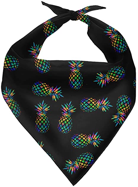 Advocator Dog Bandana Reversible Triangle Bibs Scarf Accessories for Dogs Cats Pets Black Pineapple