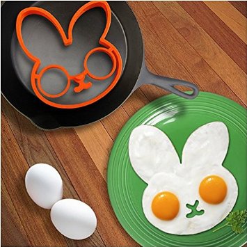 SmartTech Shopreg Kitchen Cooking Tools Silicone Fried Egg Mold Ring Black Skull Purple Owl and Orange Rabbit Set of 3