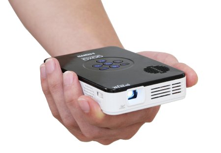 AAXA P2 Jr Pico Projector with 90 Minute Battery Life, Pocket Size, 15,000 Hour LED Life, Mini-HDMI, Mini-VGA, Media Player, DLP Projector (Refurbished)