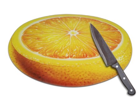 Fruity Tempered Glass Cutting Board - Dishwasher Safe -Orange Chopping Table - Perfect in Your Kitchen for Fruits and Vegetables -Also on the Table to Share Cheese Meat and Bread - Non-slip Kitchenware