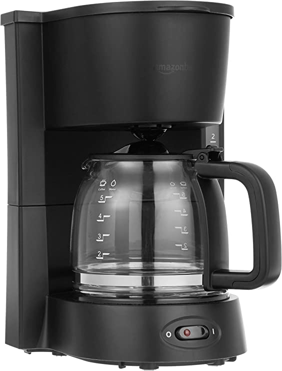 AmazonBasics 5-Cup Coffeemaker with Glass Carafe (Renewed)