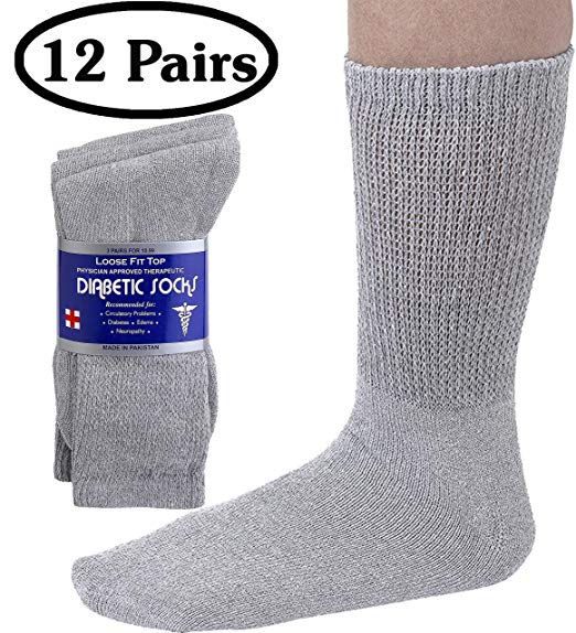 Debra Weitzner Diabetic Socks For Men/Women - Cotton - Crew/Ankle - Non Binding - 12 Pairs