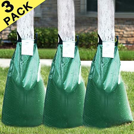 Tree Watering Bag Premium 1 Pack 20 Gallon Watering Bag for Tree Made of Sturdy PVC with Heavy Duty Zipper Slow Releasing Tree Watering Bag Automatic Watering Tree (1) (3 Pack)