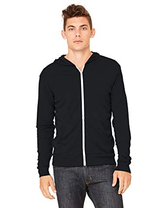 Bella   Canvas Unisex Triblend Full-Zip Lightweight Hoodie (3939)- BLACK TRIBLEND,XS