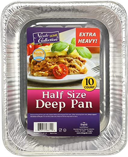 Aluminum Pans Half Size Disposable Pans 12.5 x 10.25 x 2.5 | For All Types of Prepping Food (10 pack)