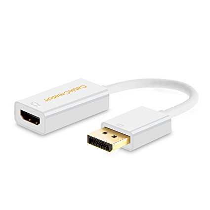 DP to HDMI (4K), CableCreation Gold Plated (DP1.2) DisplayPort to HDMI Adapter, Support 4K X 2K & 3D Audio/Video Converter, White